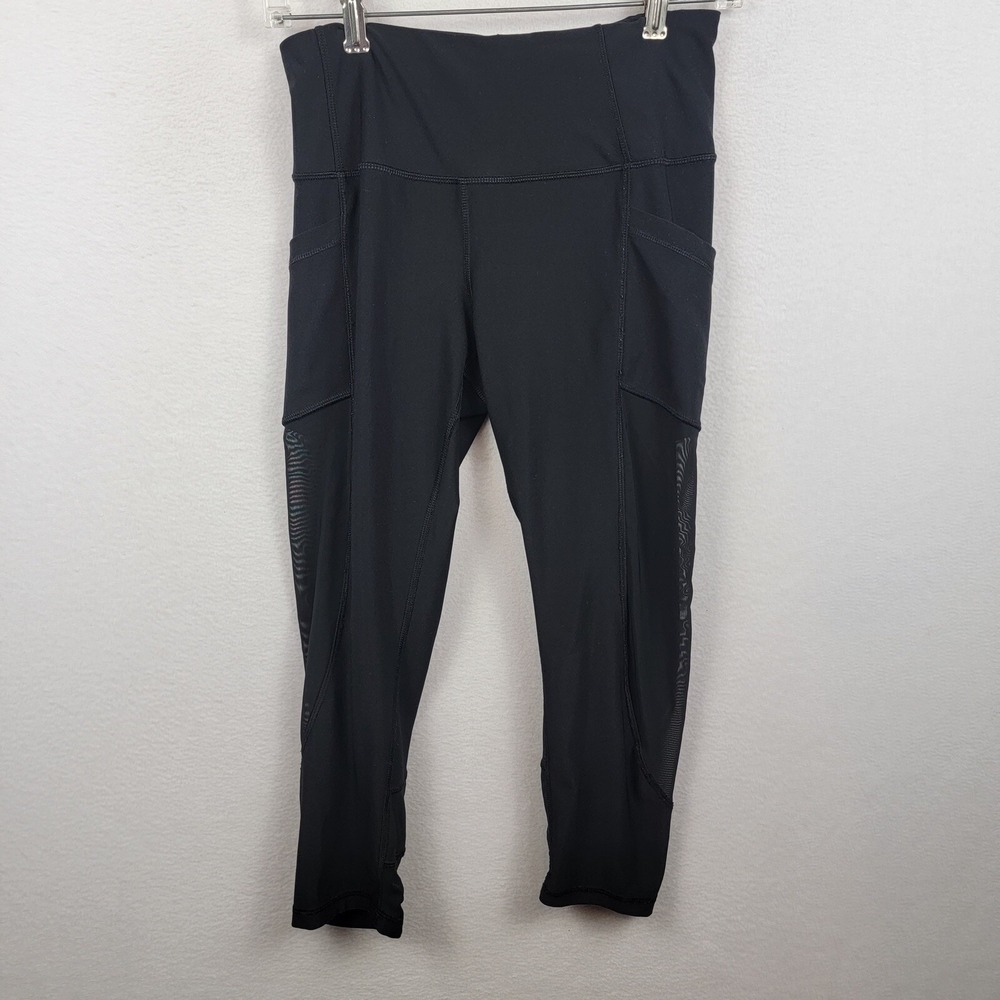 RBX Capri Pants Womens Small Black Solid Side Pockets Mesh Leg Accent